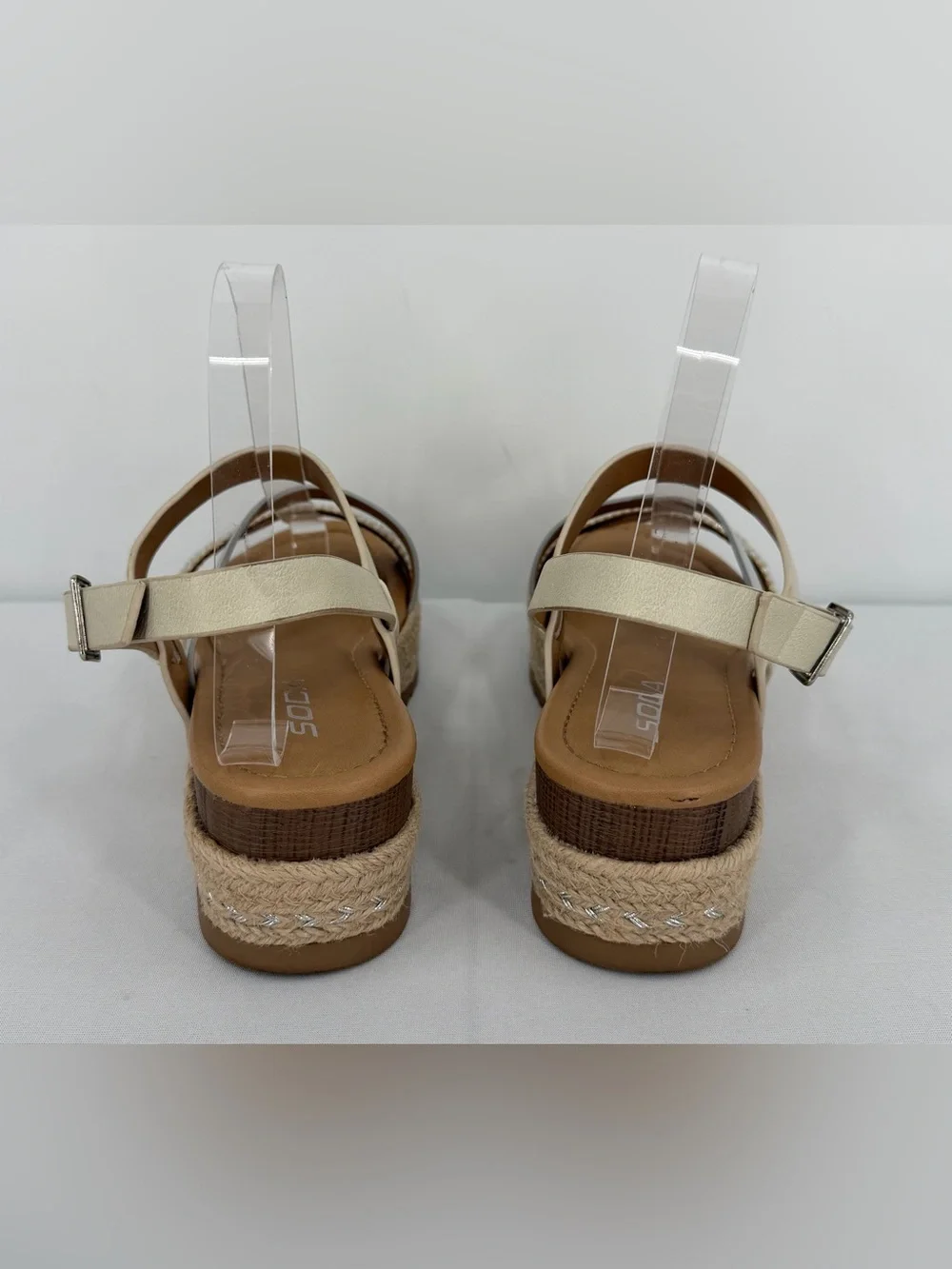 Neutral Espadrille flatform platform sandals rhinestone 7.5 resort vacation